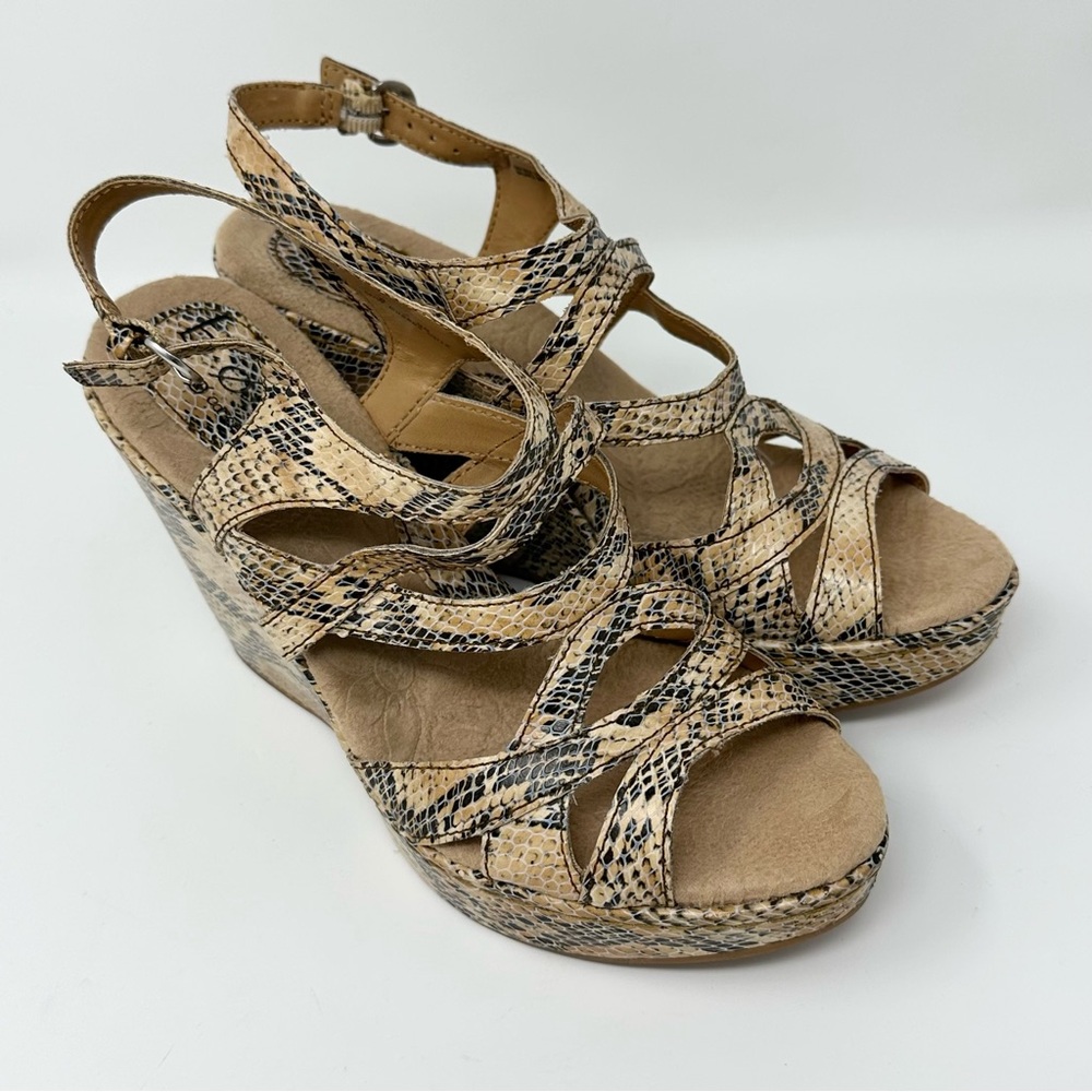 B.O.C. Wedge Platform Sandals Women's Size 8 Animal Snake Print - Picture 4 of 12